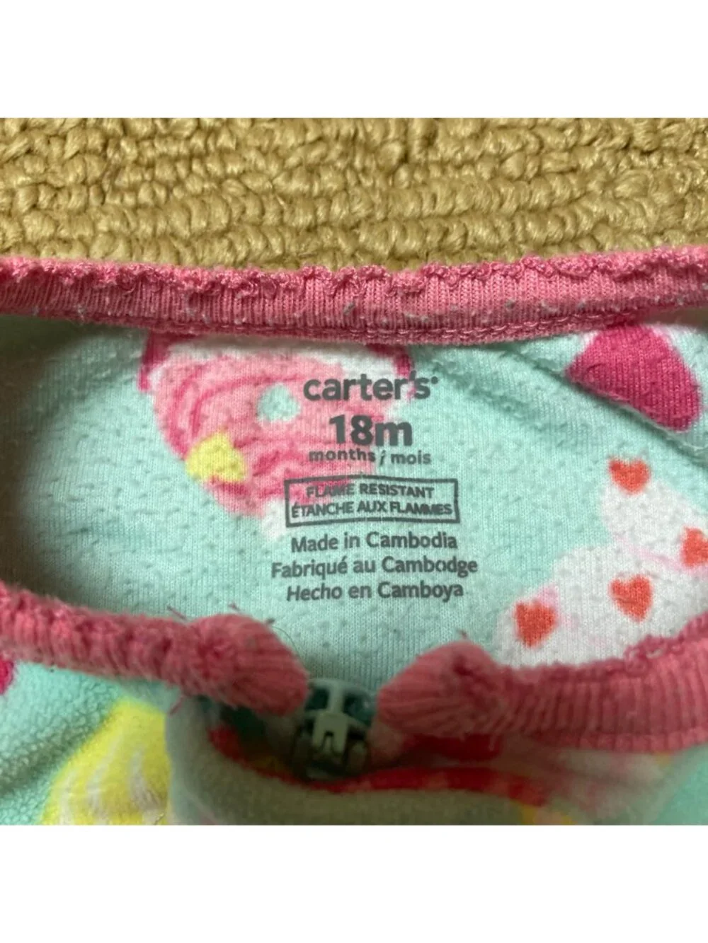 Carter's Sleeper Girls 18m Cupcakes Soft some pilling Feet Full Zip
